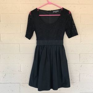 Forever 21 black skater dress w/ lace top & tie